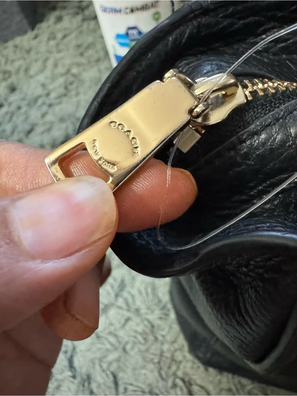 Coach Black Pebbled Leather Tote with Gold Turnlock